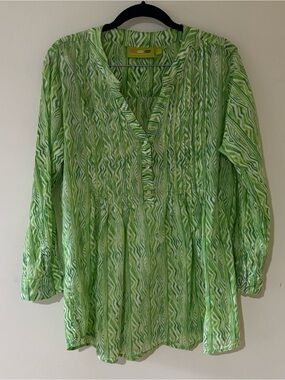 ROCK FLOWER PAPER cotton LIGHTWEIGHT boho TUNIC TOP green SUMMER medium